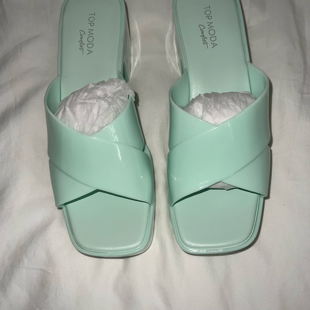 Top Moda Women's Mint Green Slide Sandals